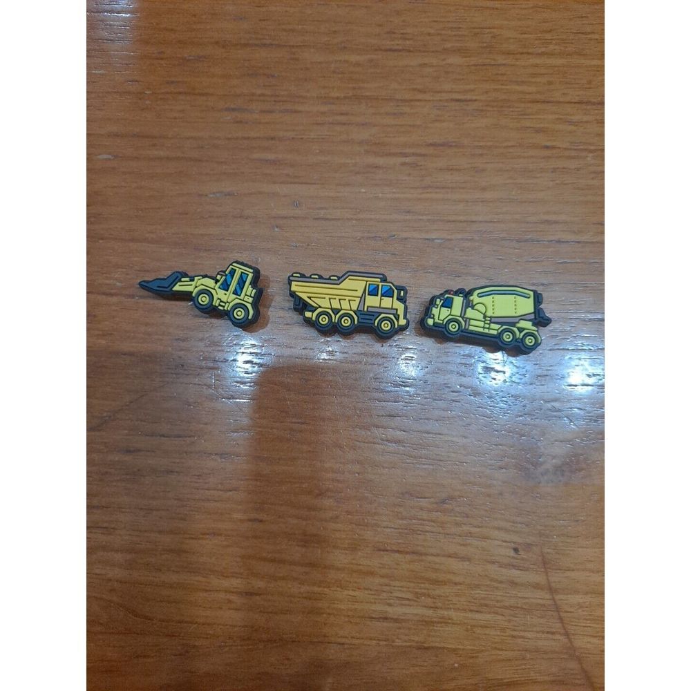 Lot Of 3 Yellow Heavy Duty Construction Themed Croc Charm Jibz